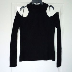 Black Knit Sweater with Cutout Shoulders
